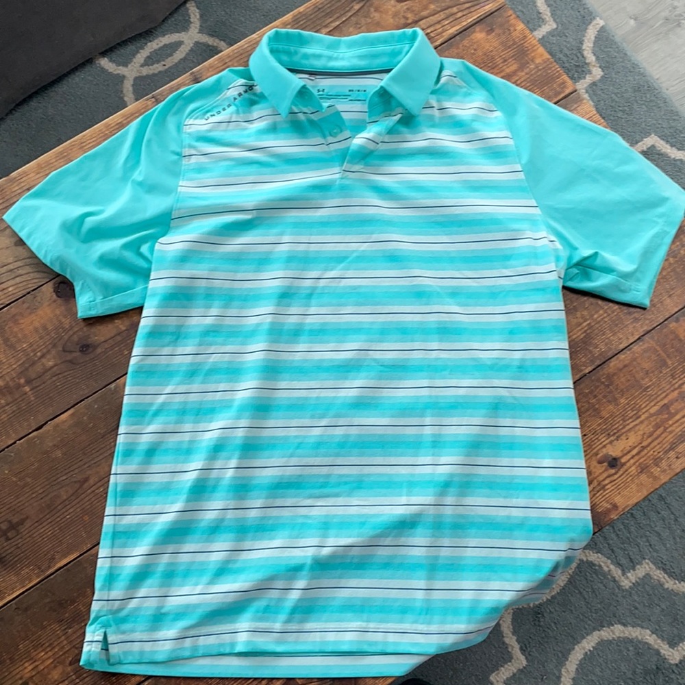 UnderArmour HeatGear Teal Striped Golf Polo